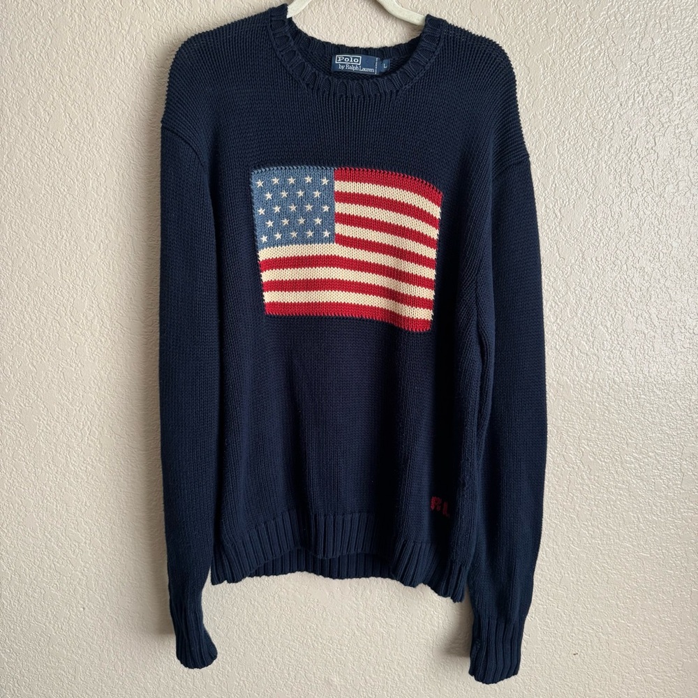 Vintage Polo Ralph Lauren Iconic American Flag Sweater Size L